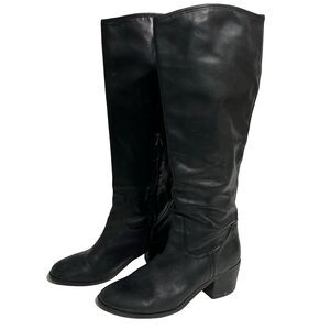 SAM EDELMAN Penny Riding Boots Black Leather Zip Shoes Classic Staple Womens 8 M